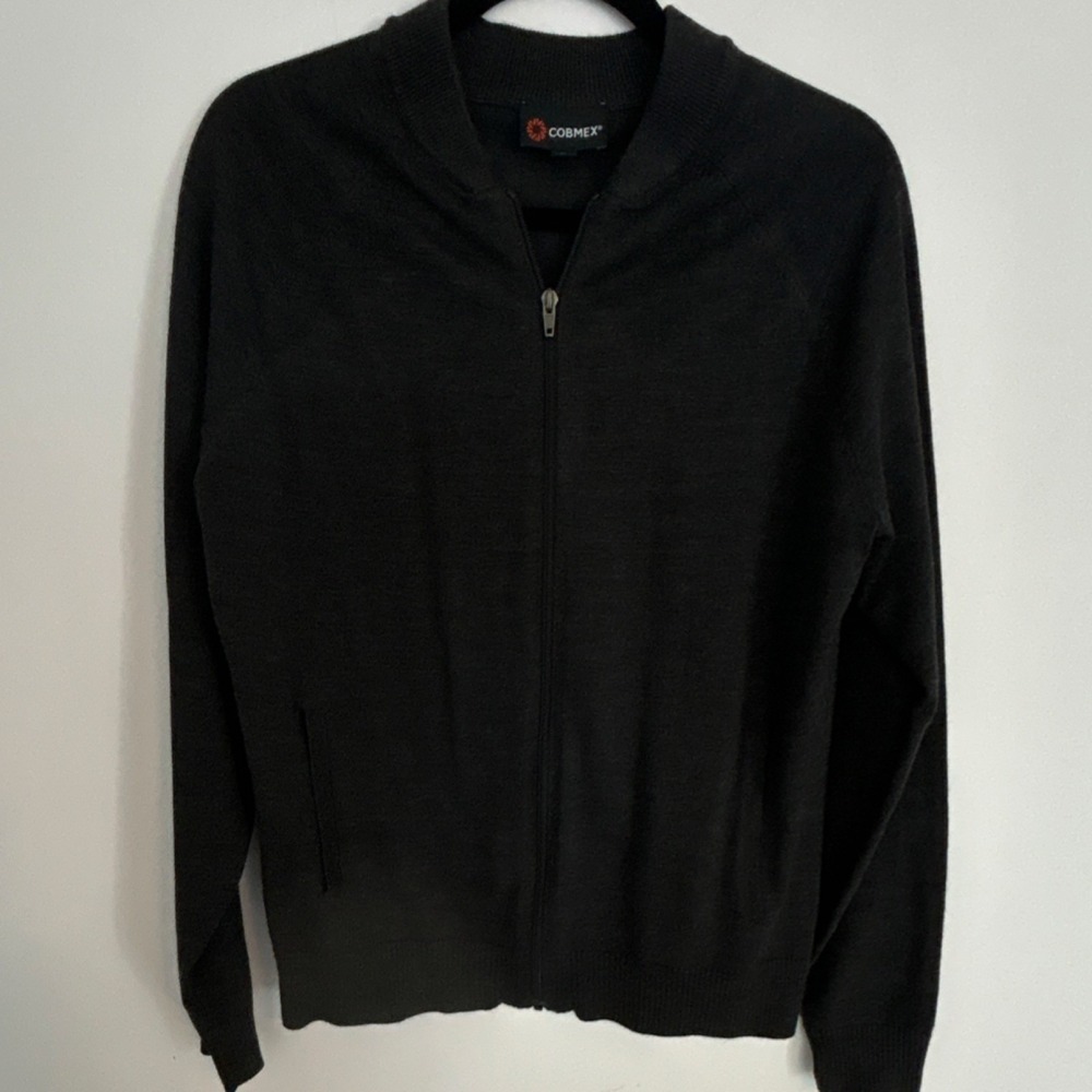 Delta Uniform Unisex Black Knit Full Zip Sweater Collared Long Sleeve